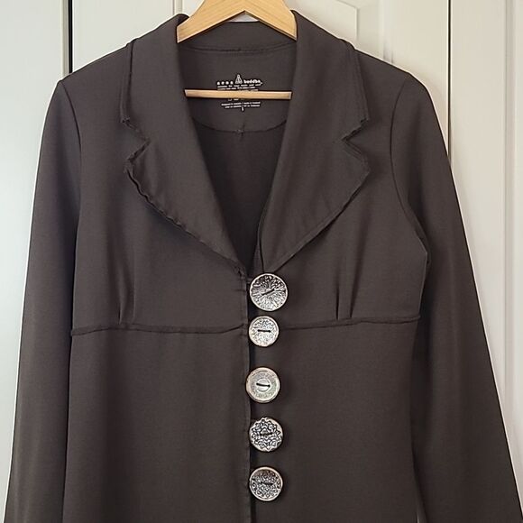 Neon Buddha Brown Knit Statement Jacket Silver Buttons Size S - Picture 2 of 8